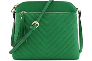 FashionPuzzle Chevron Quilted Medium Crossbody Bag with Tassel Accent