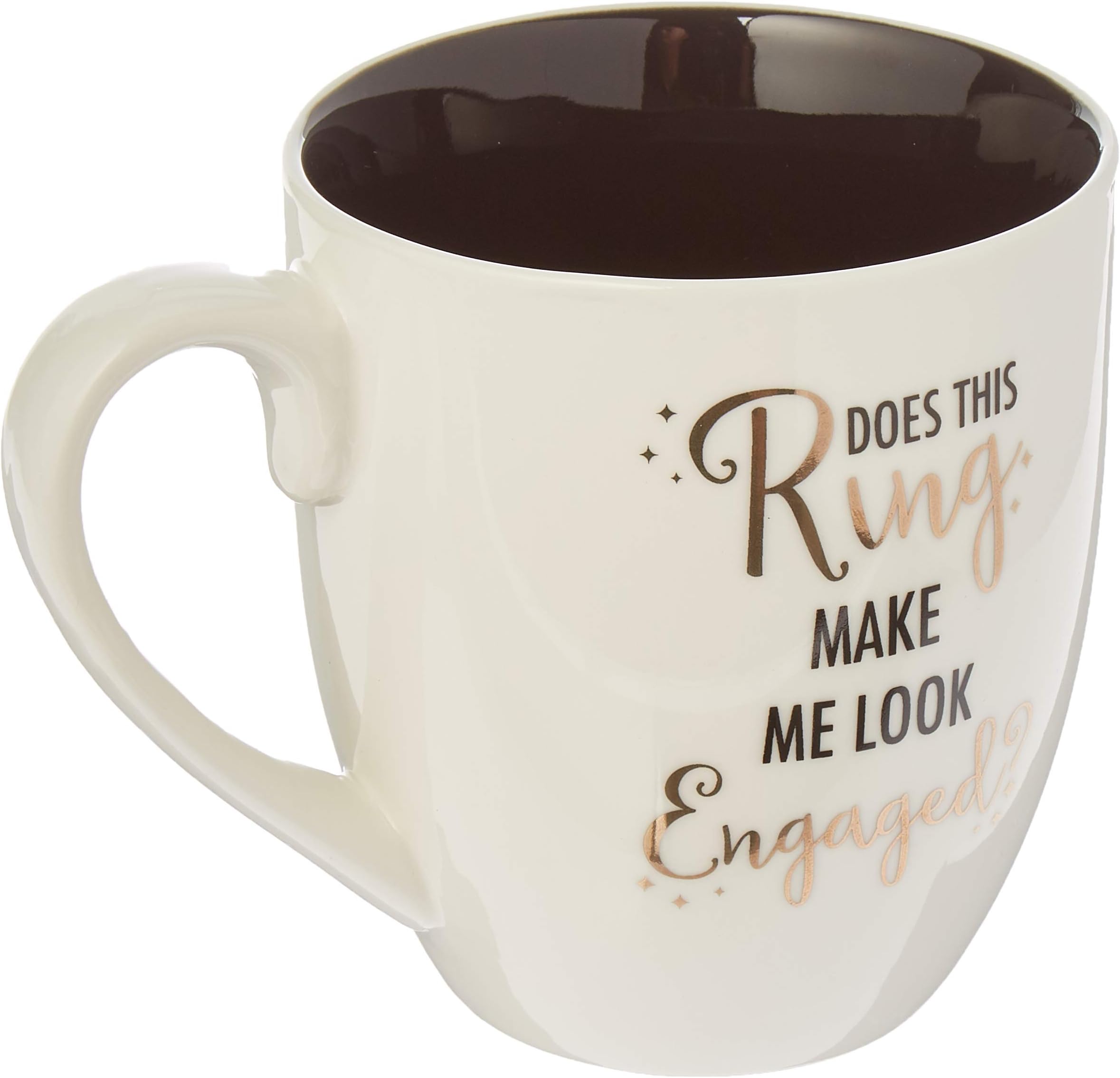 Mary Square Ceramic Engaged Mug, 20 oz, White, Black and Gold
