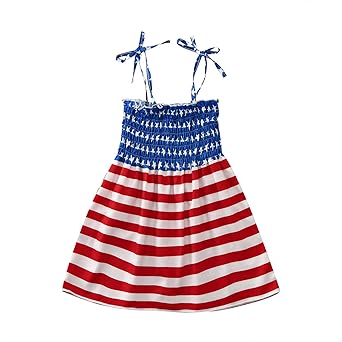Amazon.com: Toddler Baby Girls 4th of July Sleeveless Halter Sundress Ruffle Strap Beachwear 