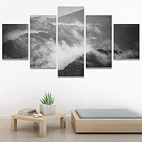 SIGNWIN 5 Panel Canvas Wall Art Monochromatic Mountains for Home Decorations Ready to Hang - 60