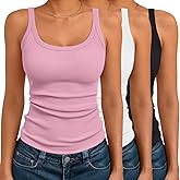 SUNBS Womens 3-Pack Ribbed Tank Tops,Teen Girls Sleeveless Workout Camisole for Spring Summer, Cute Going Out&Vacation