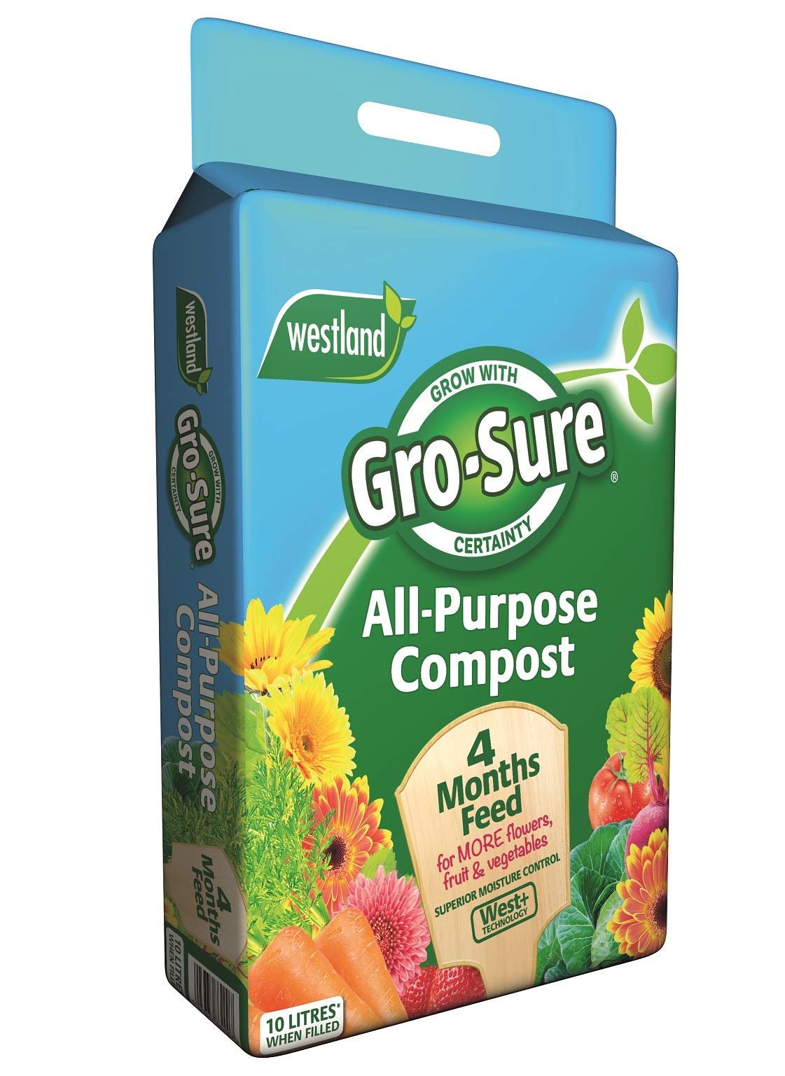 Gro-sure 11200018 All Purpose Compost with 4 Months Plant Feed, 10 Litre - Dark