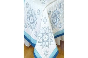 Jack Dempsey Needle Art 18 inch XX Stars Quilt Blocks, White