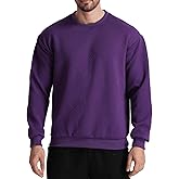 JIHUILA Men's Sweatshirts Long Sleeve Casual Geometric Texture Sweat Shirt Lightweight Basic Crewneck Sweatshirt