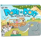 Melissa &amp; Doug Poke-a-Dot The Wheels on the Bus Safari Board Book | 20-Page Board Book, Popping Buttons, Safari Animal Counting &amp; Color Matching Play, Preschool Learning Toys for Kids, Ages 3+