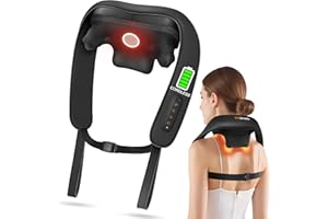 JZBRAIN Neck and Shoulder Massager with Heat – Cordless Shiatsu Neck Massager for Pain Relief Deep Tissue - Adjustable Speed & Modes Kneading Massage for Back - Gift for Men Women