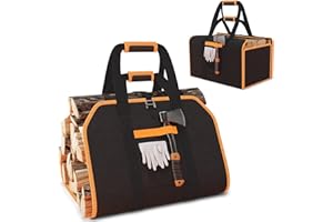YOHOOLYO 2 In 1 Firewood Carrier, Waxed Canvas Large Fireplace Log Carriers Heavy Duty Firewood Tote Bag Log Holder with Handles Strap for Fireplace Indoor Outdoors Camping