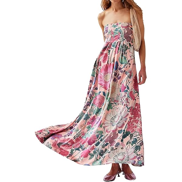 Adernlia Floral Maxi Dress, Women Floral Flowy Maxi Dress, Spaghetti Straps  V Neck Patchwork Flowy Boho Sundress (US, Alpha, Small, Regular, Regular,  Blue) at Amazon Women's Clothing store