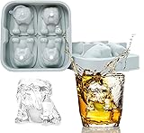 4 Cavity Bulldog Dog Shape Ice Cube Molds Reusable