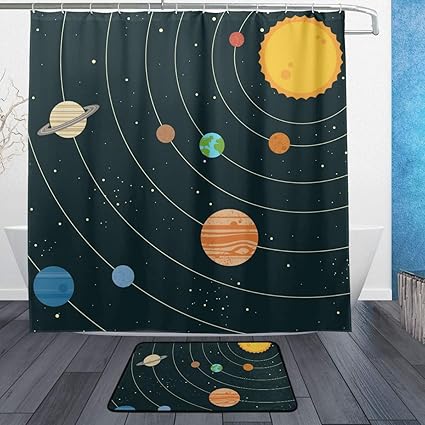 Home Garden Stars Planets Solar System Shower Curtain Liner