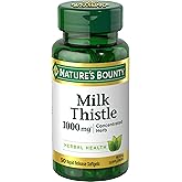 Nature's Bounty Milk Thistle 1000mg, Rapid Release Softgels, 50 Count | Herbal Health Supplement, Daily Supplement, Gluten Free