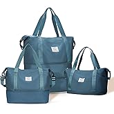Expandable Travel Duffle Bag for Women Men, Large Gym Bag Travel Tote Bags, Waterproof Carry On Personal Item Bag Airline Approved, Overnight Workout Weekender Bag with Luggage Sleeve, Peacock Blue