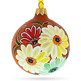 Gerbera Daisies Glass Ball Christmas Ornament 3.25 Inches
