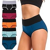 ASIMOON Tummy Control High Waisted Underwear for Women Cotton Plus Size Full Coverage Panties Ladies Briefs