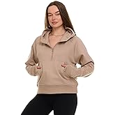 MODERN BASICS Womens Half Zip Hoodie - Fleece Cropped Sweatshirt for Women, Quarter Zip Up Pullover