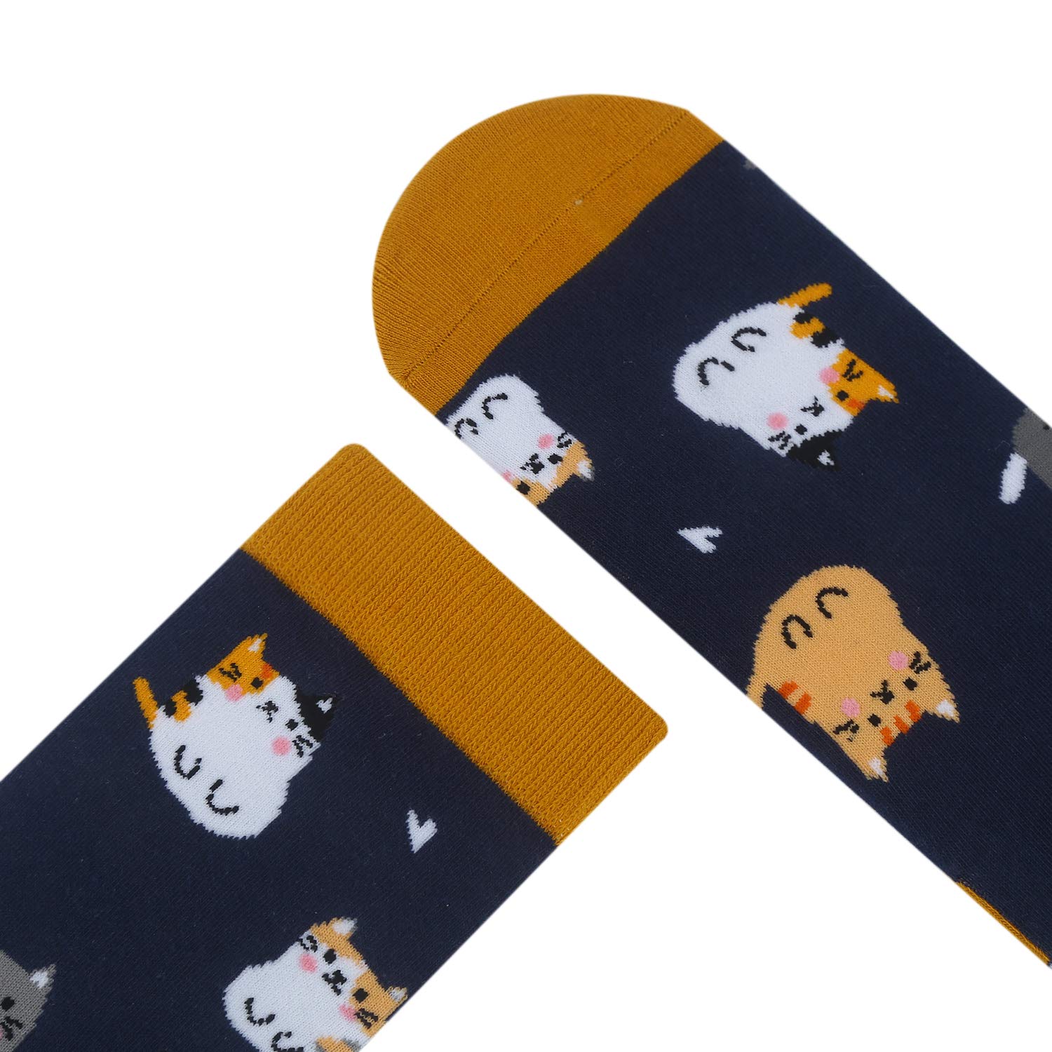 Dogs Cats Socks Novelty Womens Funny Cute Animal Crew Socks Cotton Colorful Crazy Cosy Dress Socks (Yellow)