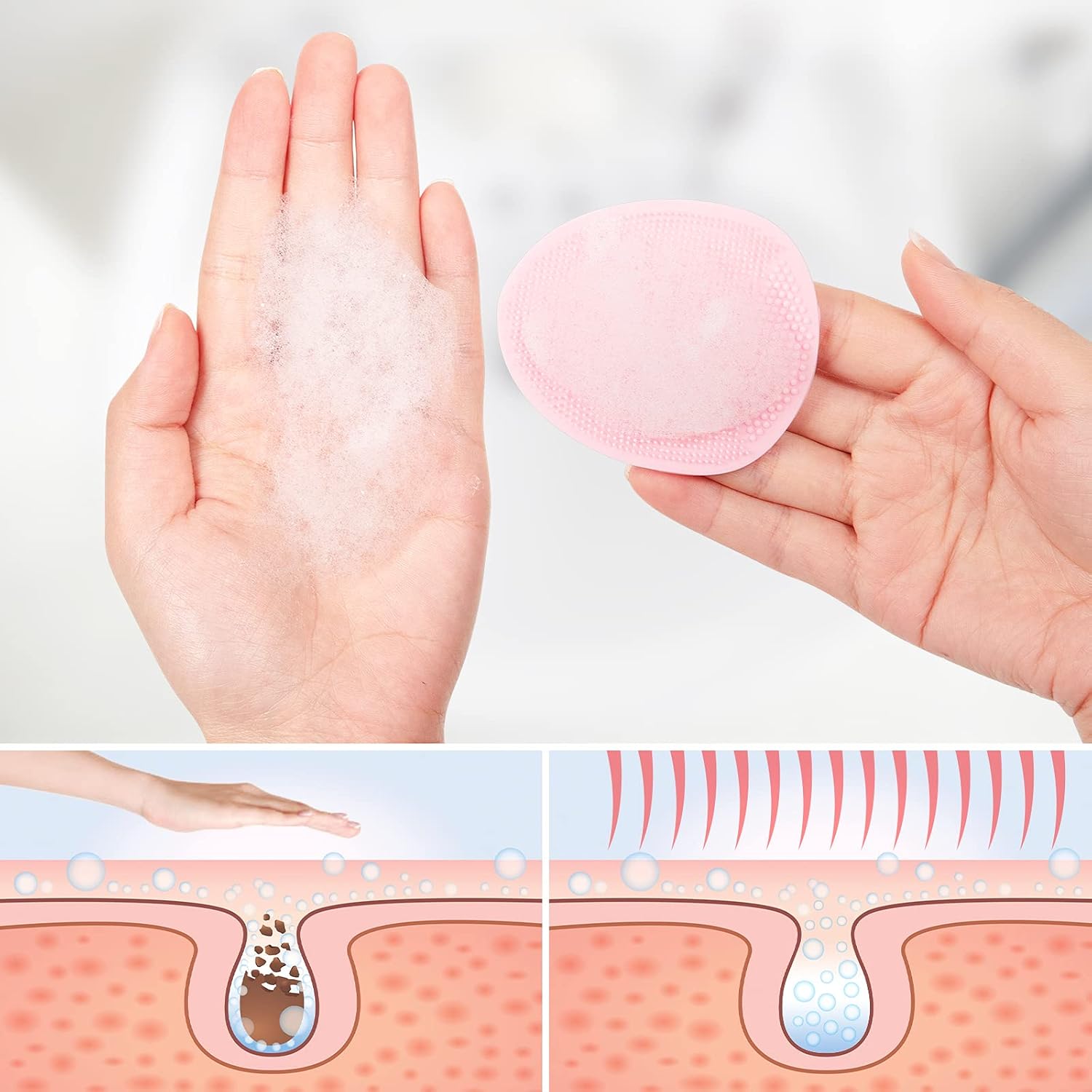 4 Pack Silicone Face Scrubber, JEXCULL Soft Silicone Facial Cleansing Brush Ergonomic Manual Face Exfoliator and Massager Pad for All Skin Types Deep Cleaning Skin Care…: Beauty