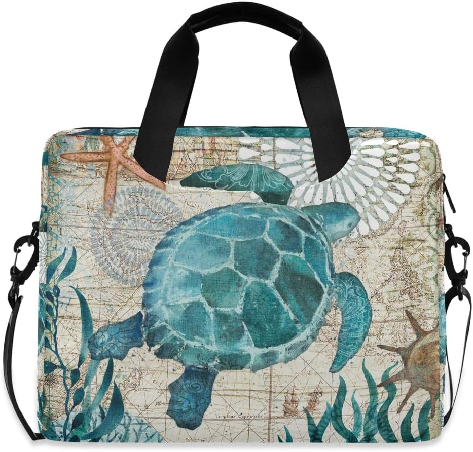 MAHU Laptop Case Bag Vintage Map Ocean Sea Turtle Laptop