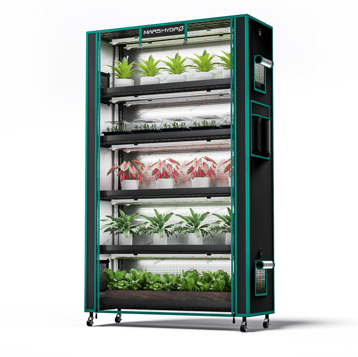 Photo 1 of MARS HYDRO 2025 Plant Stand with Grow Lights,6-Tier Plant Shelf with 10 Full Spectrum LED Lamps (225W, 3ft) & Grow Tent | for Vegetables, Seedlings, Plant Growth | 5000K, 43x16x71''