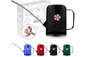 DR.UANG Watering Can Indoor for House Plants Small Watering cans with Long Spout Flower Model Sprinkler Head 1.2L (Black Coffee, 1.2L)