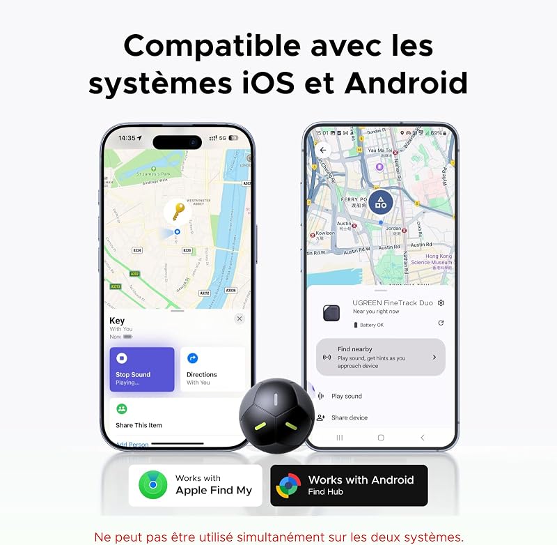 FineTrack Duo 2 Finder Tag avec iOS Find My et Android Find Hub