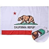 VICDRIA California State Flag 5x8 Ft, Deluxe Full Embroidered Heavy Duty Polyester Durable CA Outside Flags, Indoor/Outdoor, Sewn Stripes and Brass Grommets