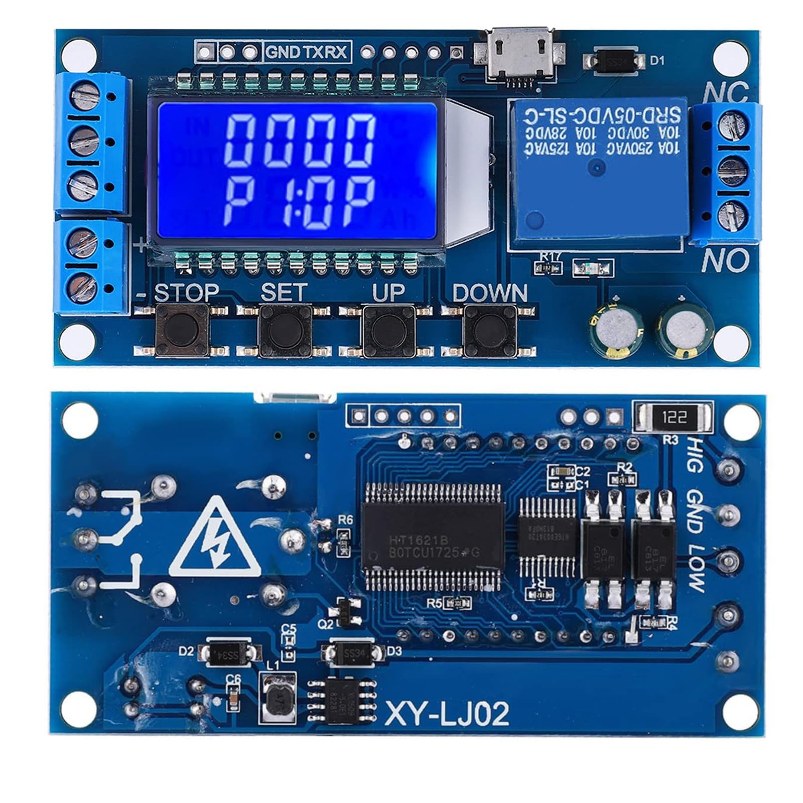 Fafeicy 2Pcs Time Delay Relay Module LCD Display Delay Off Cycle Timer 0.01s-9999min Industrial Automation Relay Timer for DIY Projects and Control Systems