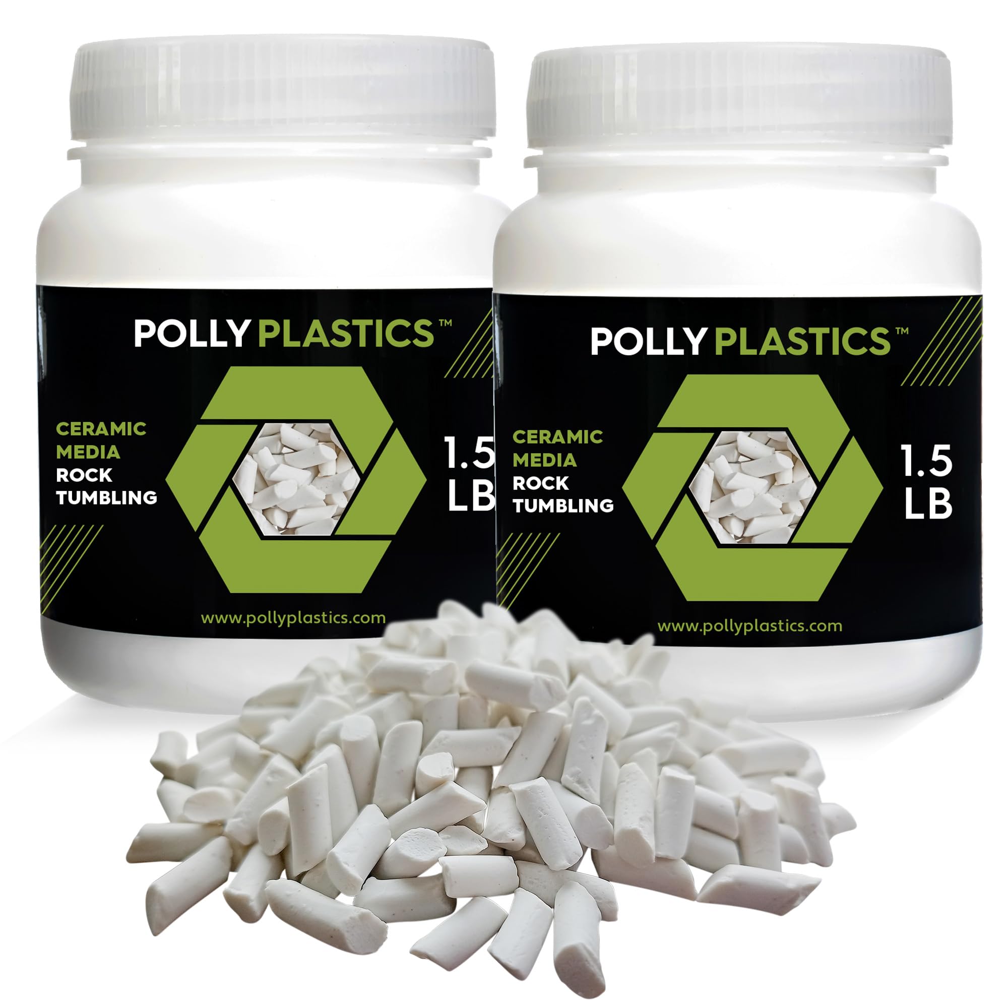 Photo 1 of Polly Plastics Rock Tumbling Ceramic Filler Media (Small Cylinder Size) Non-Abrasive Ceramic Pellets for All Type Tumblers (3 lbs)