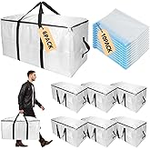 Extra Large Storage Bags Set Heavy Duty Moving Totes with Handles, Waterproof Dual-Way Carrying Design with Vacuum Storage Bag Combo,College Dorm,Traveling,Camping(6 Moving bag & 10 Vacuum Seal Bags)