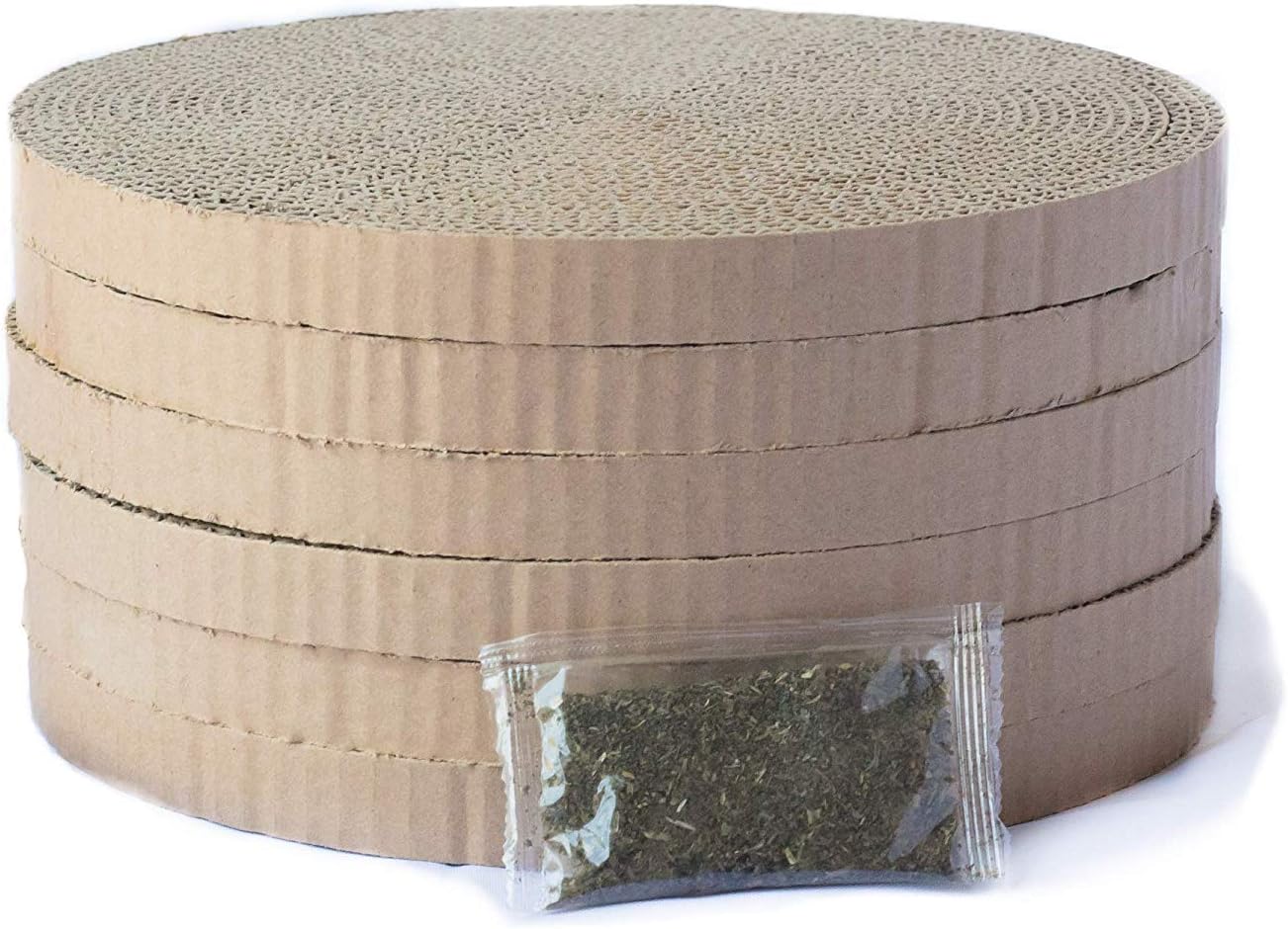 Happy Pet Ideas 6 Pack Round Durable Cardboard Cat Scratcher