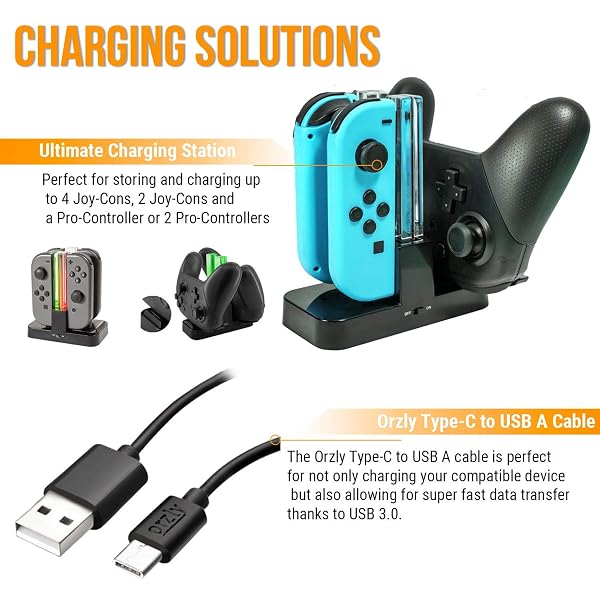 ORZLY ACCESSORY BUNDLE KIT DESIGNED FOR NINTENDO SWITCH ACCESSORIES GEEKS AND OLED CONSOLE USERS CASE AND SCREEN PROTECTOR, JOYCON GRIPS AND WHEELS FOR ENHANCED GAMES PLAY AND MORE – JET BLACK