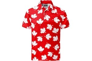 Funny World Men's 3D Pattern Printed Polo Shirts Short Sleeve Golf Shirt for Men