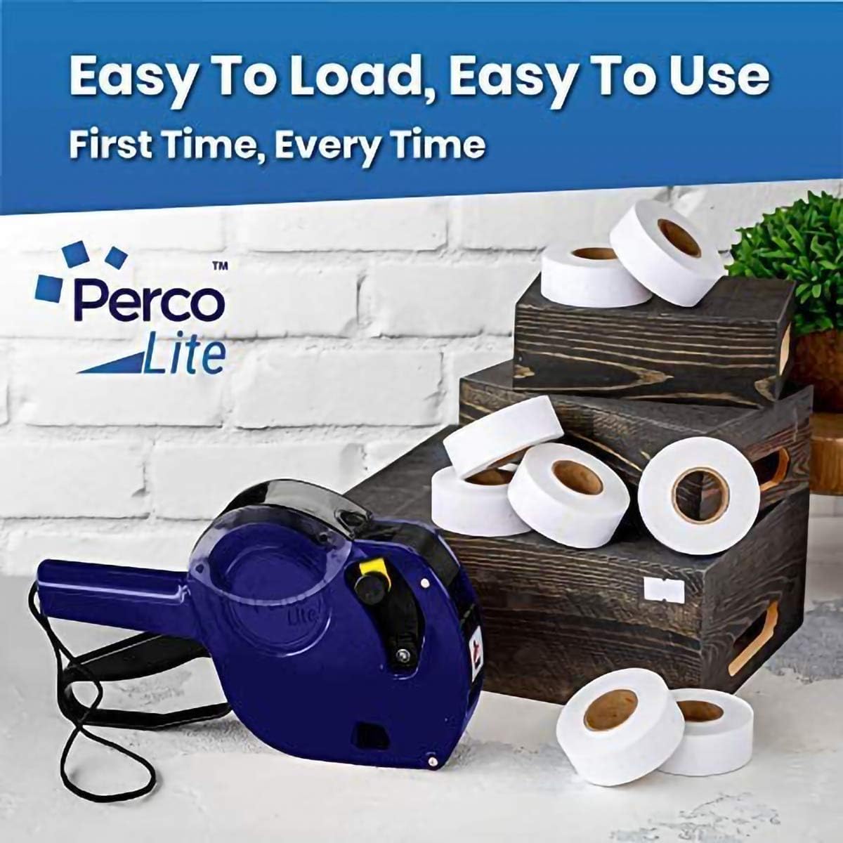 Perco Lite 1 Line Price Gun with Labels Kit - Includes 5, 600 Blank White Labels, 2 Ink Rollers, 1 Ink roll and Labels Pre-Loaded : Office Products