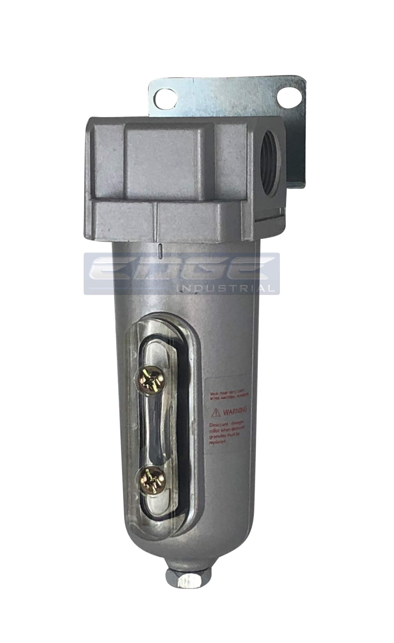 HEAVY DUTY INDUSTRIAL GRADE IN LINE DESICCANT AIR DRYER FOR COMPRESSED AIR COMPRESSORS, WITH METAL BOWL, SIGHT GLASS, WALL BRACKET AND 2 BAGS DESICCANT BEADS (3/4" NPT)
