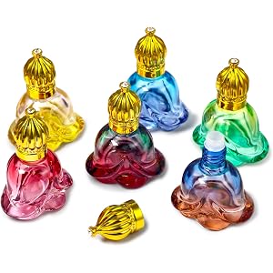 RoseFlower Essential Oil Roller Bottles, 8ml/0.27oz, Pack of 6 | Refillable Glass Roller Ball Bottle for Perfume, Essential O