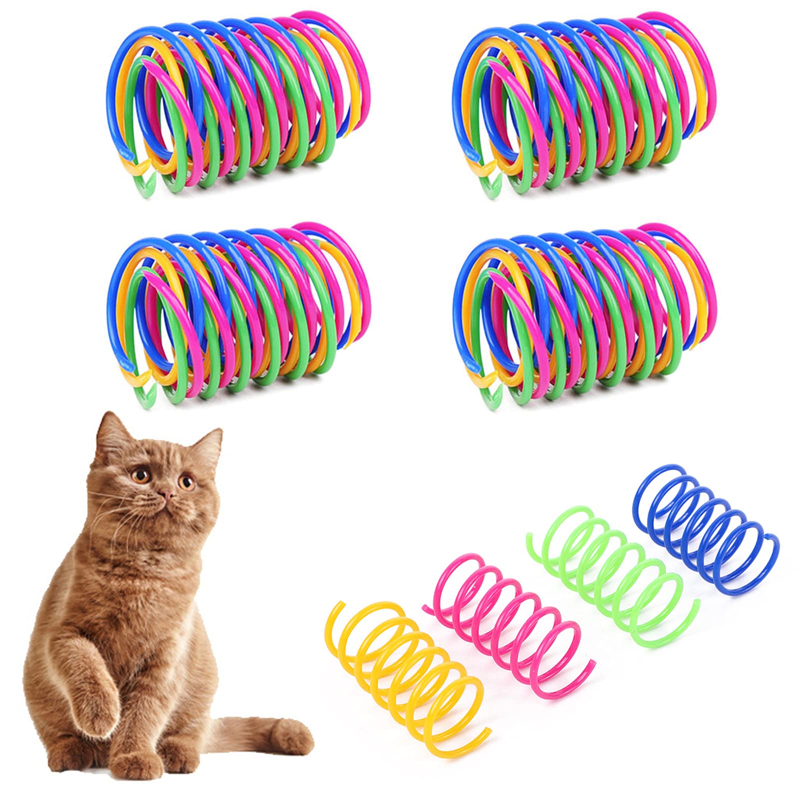 YUTOU Cat Spring Toys 20 Pack Plastic Coil Spiral Springs Interactive Cat Toys Colorful Cat Toys Spring Soft Durable Cat Activity Toy to Kill Time and Keep Fit Kitten Toys for Indoor or Outdoor