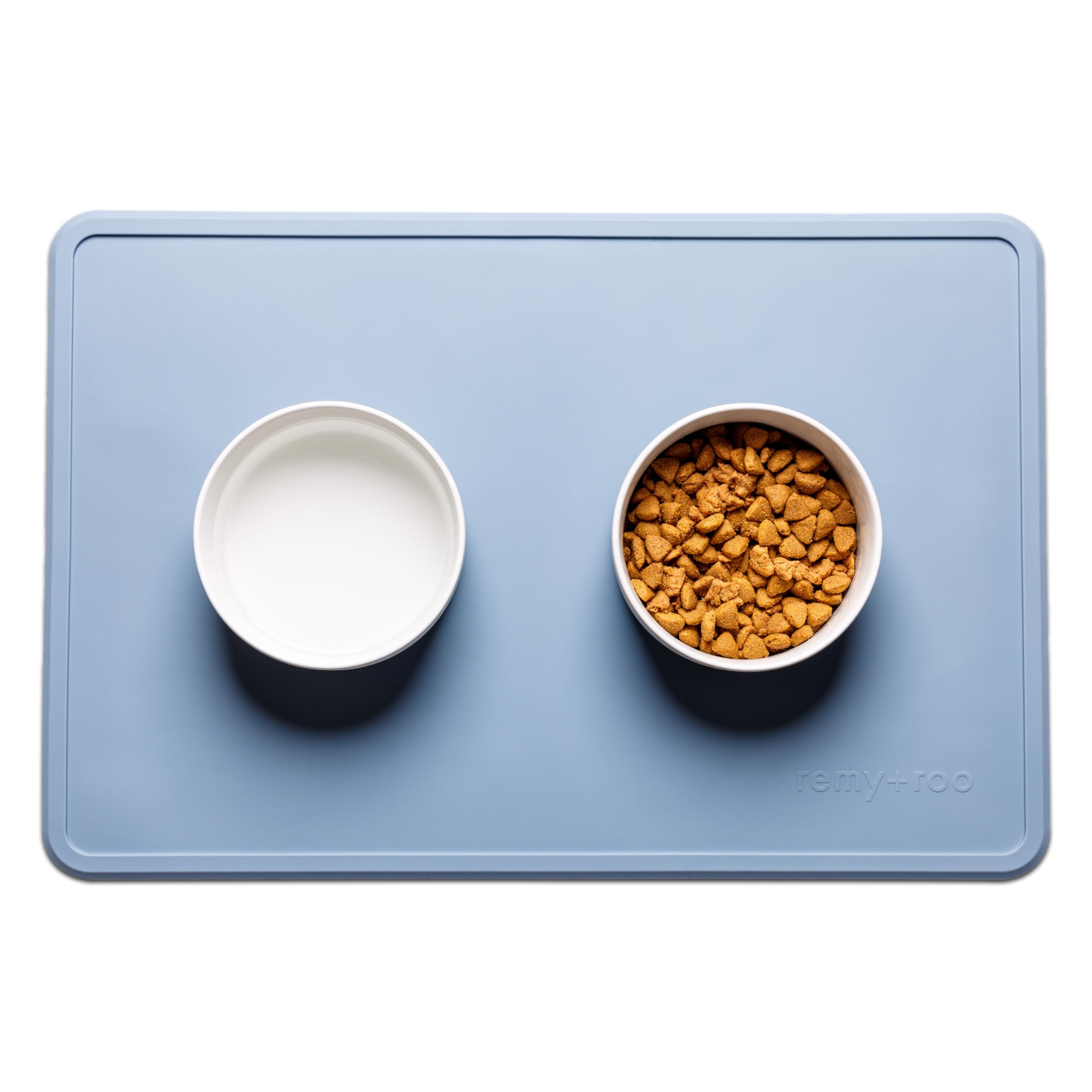 Photo 1 of Remy+Roo Dusty Blue Silicone Dog Food Mat for Pet Bowl | 100% Waterproof | Non-Slip | Dishwasher Safe