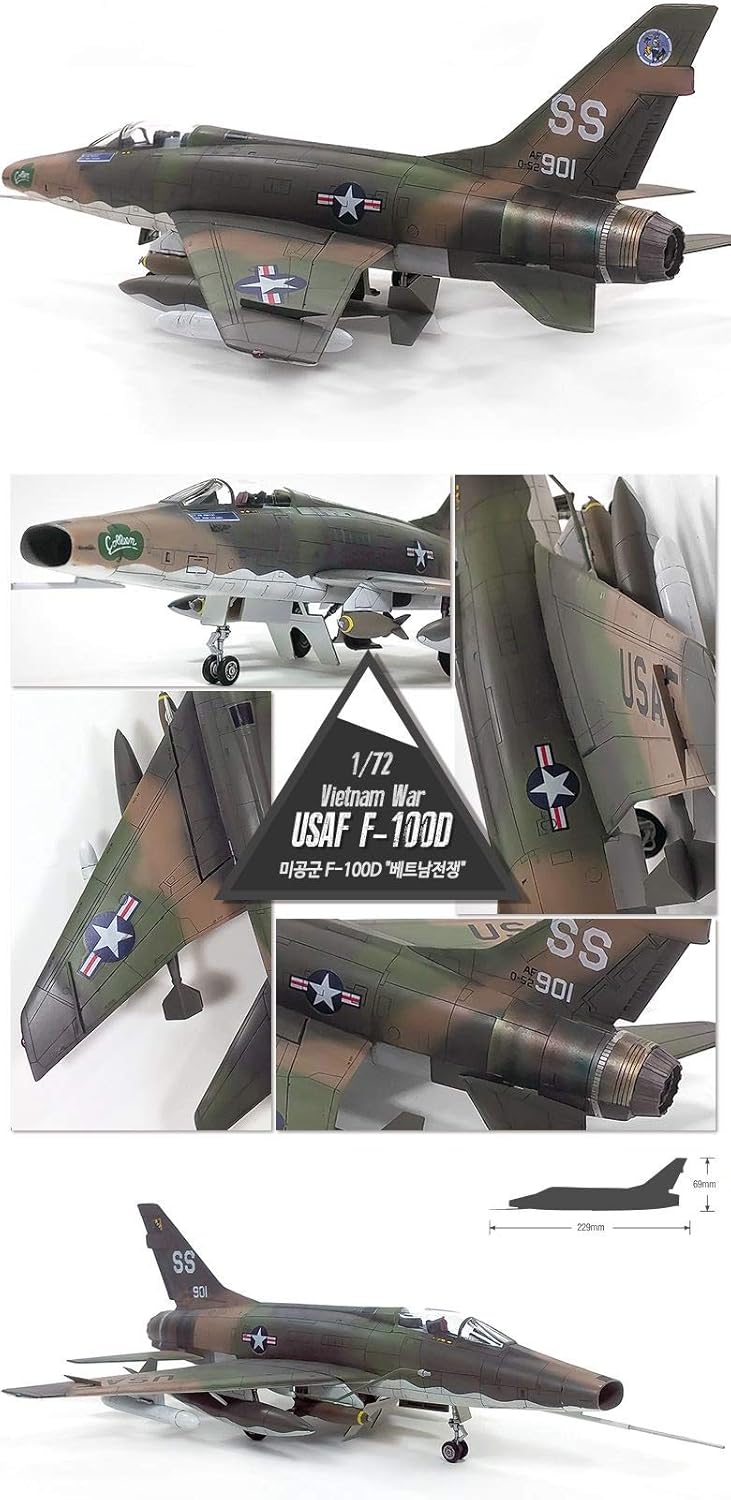 Amazon Com Academy Usaf F 100d Super Sabre Vietnam War Toys Games