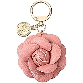 WLLHYF Leather Flower Keychain Bag Charm Elegant Rose Shape Design Cute Floral Accessory for Purse, Bag, Backpack for Women Girls