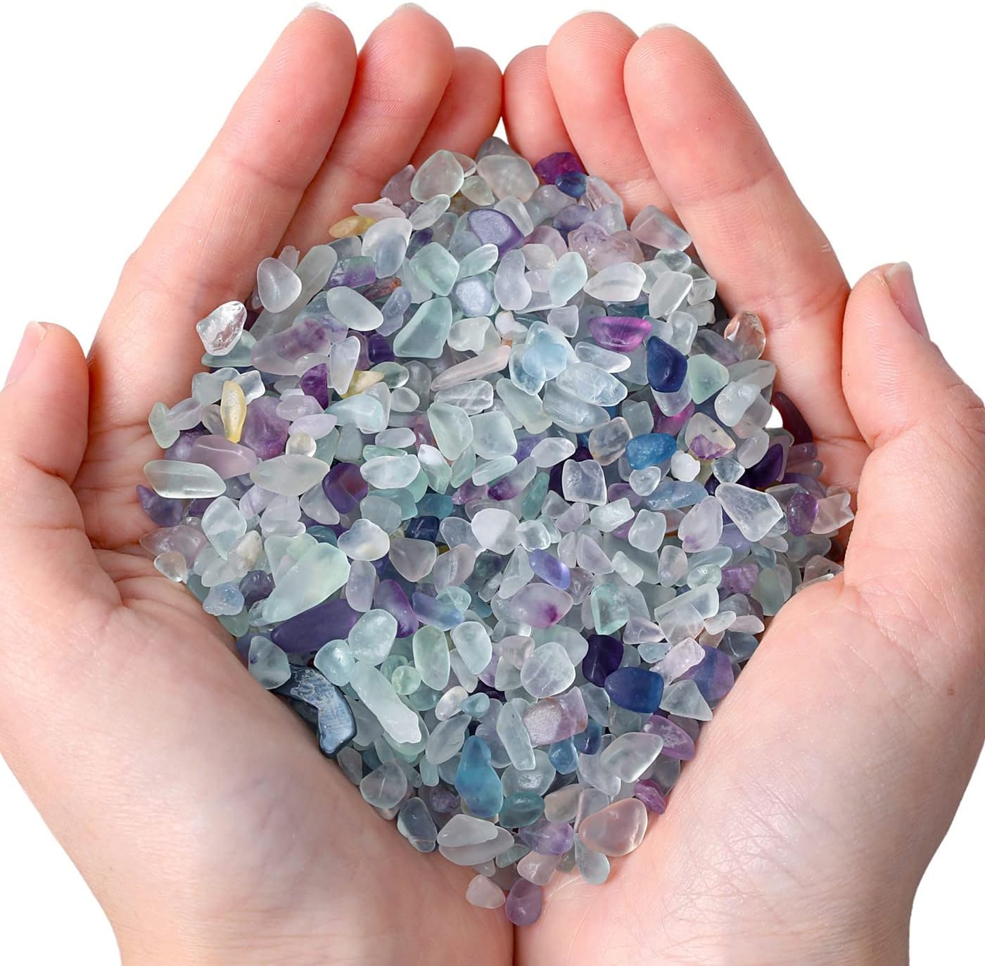 Indoor Fountains & Accessories - MAIBAOTA Natural Fluorite Crystal Chips Bulk 1 lb Small Tumbled Stones Crushed Crystal Quartz Pieces Multicolor Decorative Stones for Vase Filler, Bottles, Crafts