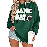 FASHGL Game Day Football Sweatshirt Women: Funny Football Graphic Hoodie Sunday Funday Pullover Hoodies Long Sleeve Tops