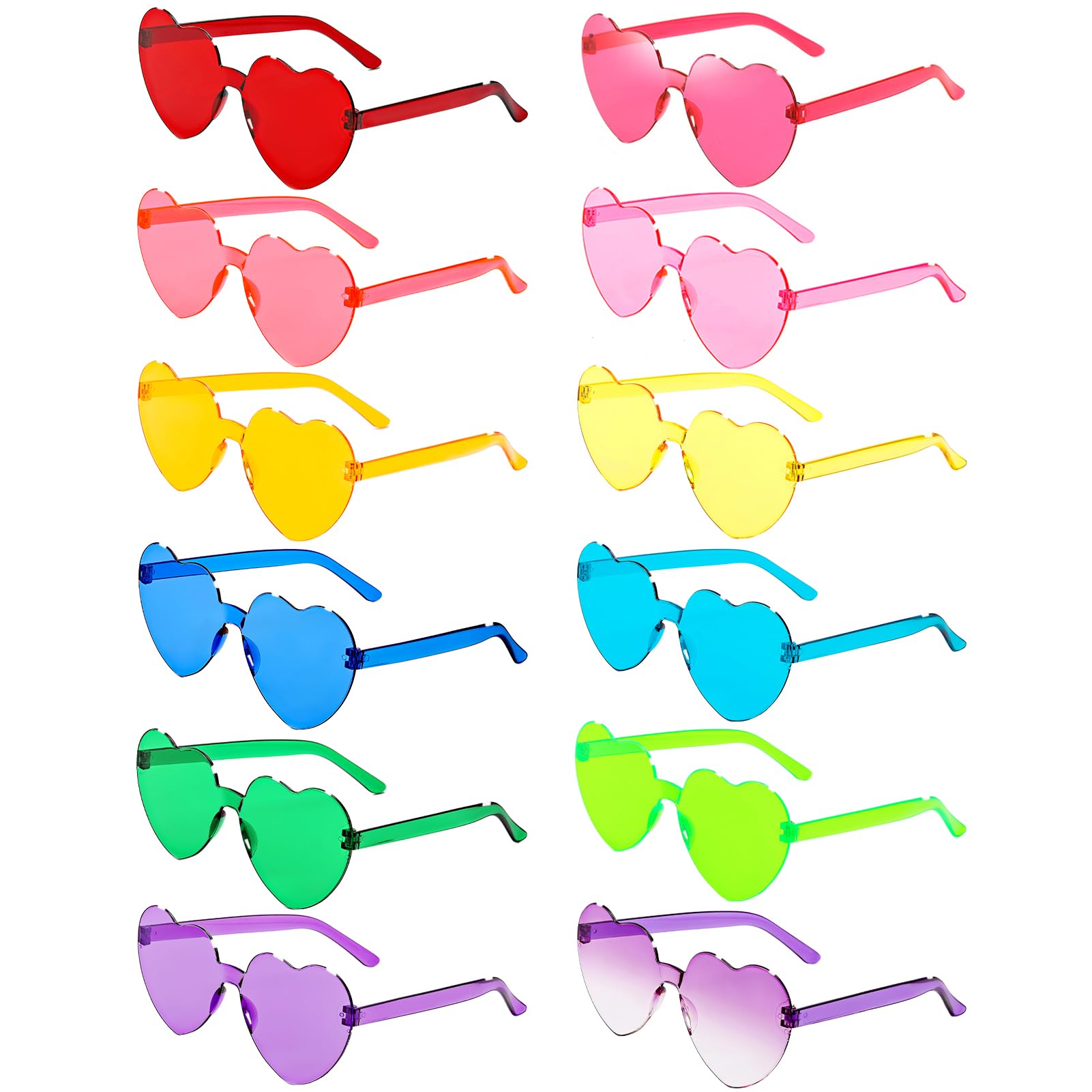 Photo 1 of LYMOJOR 12 Pairs Heart Sunglasses for Women, Candy Color Rimless Fun Heart Glasses for Women Party Favors