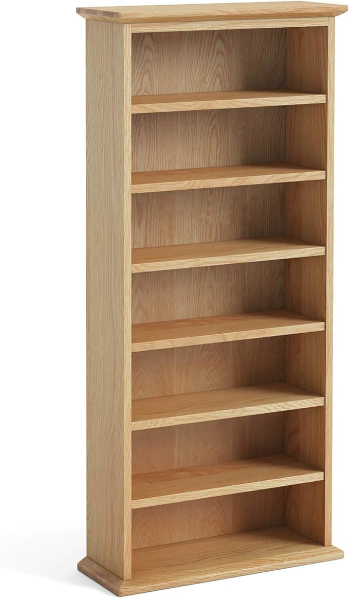 RoselandFurniture Wooden CD Storage Rack Triple Light Oak Tall Wide