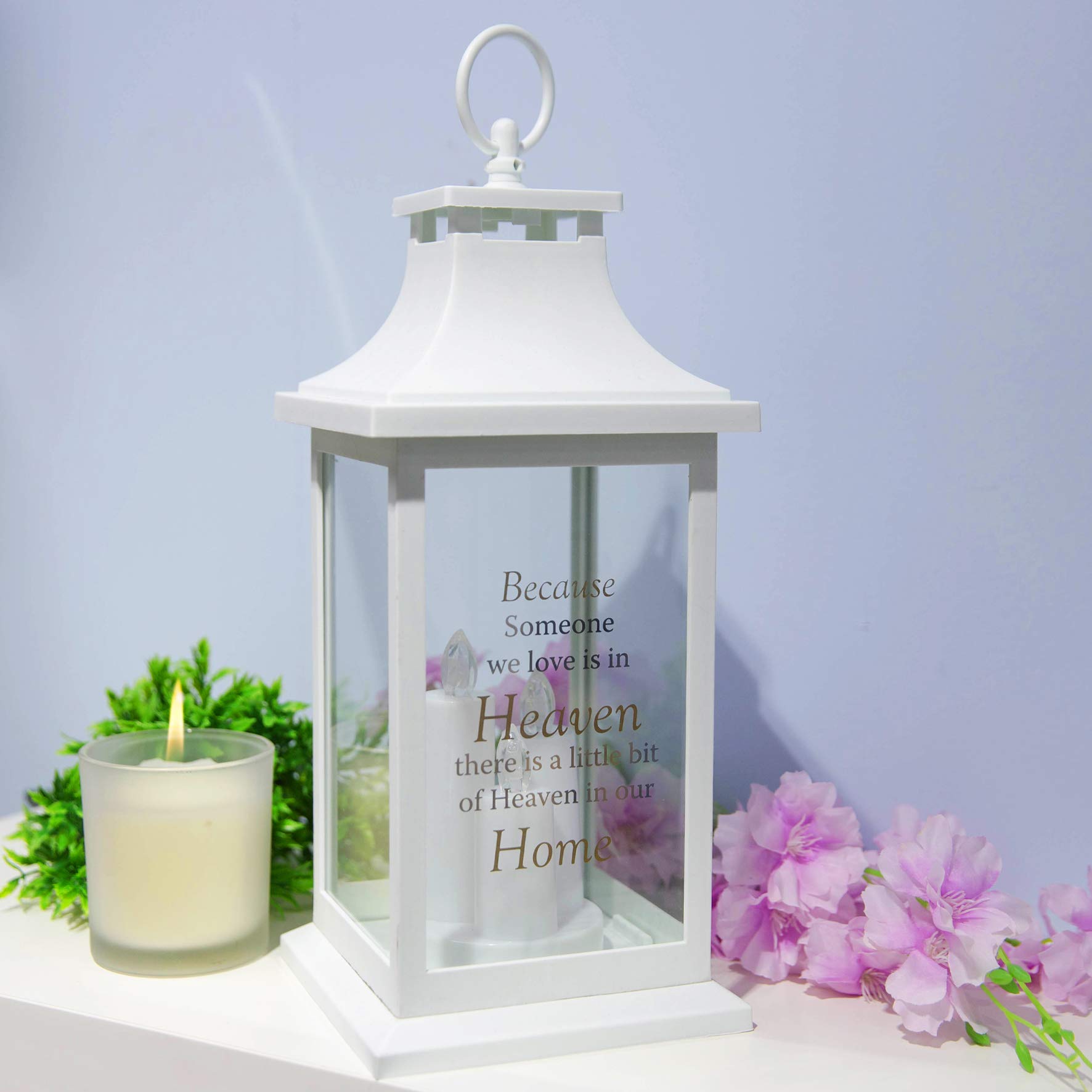 Thoughts of You Memorial Lantern"Heaven in Our Home" 3 Led Candle Battery Op