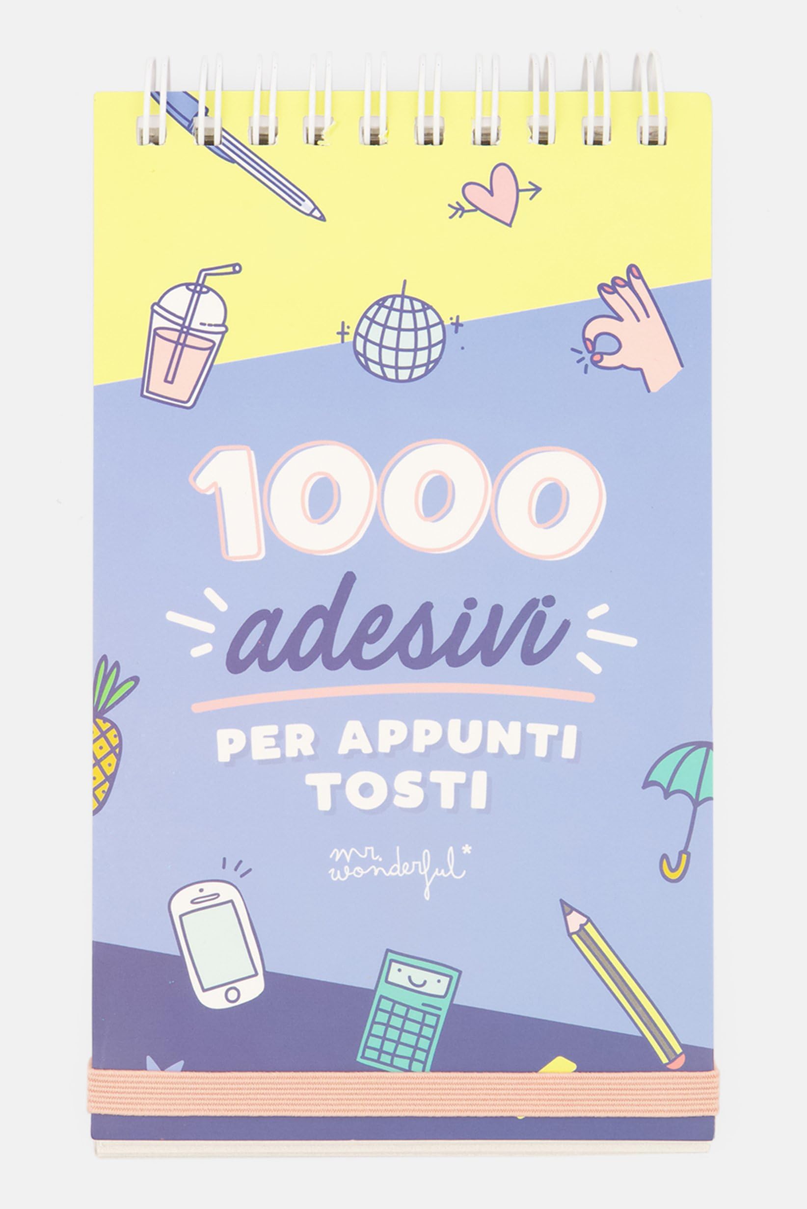 Mr. Wonderful Block Notes Spiral with 1000 Stickers, Multi-Colour, 9.5 x 16 x 1 cm