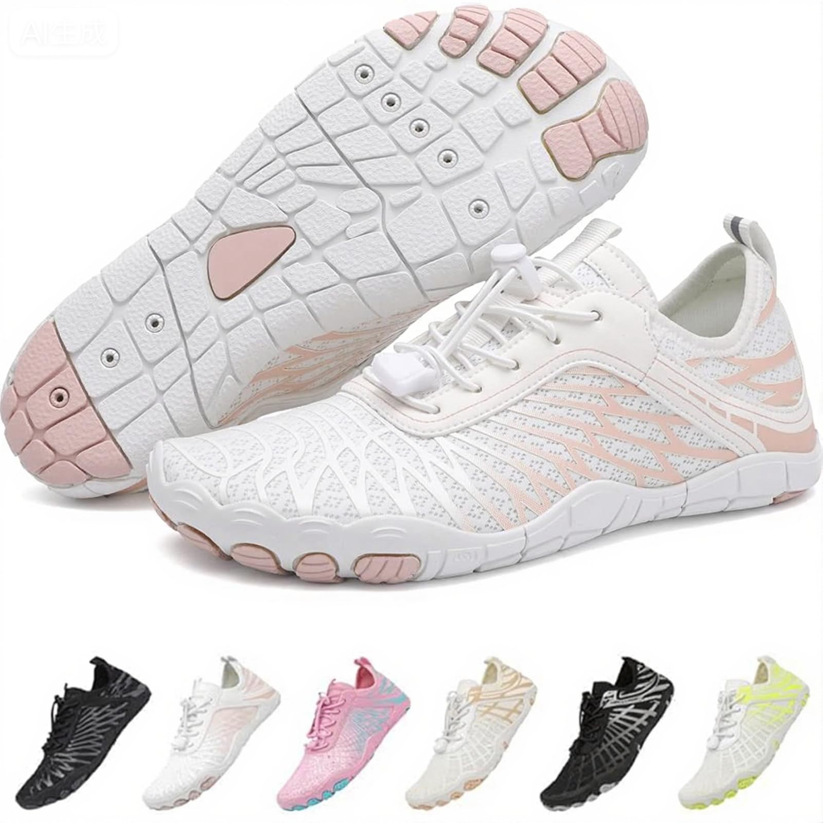 Photo 1 of Jmzb Hiking Barefoot Shoes,Wide Toe Water Shoes,Running Boots Sneakers,Athletic Footwear Trainer for Men/Women Unisex White