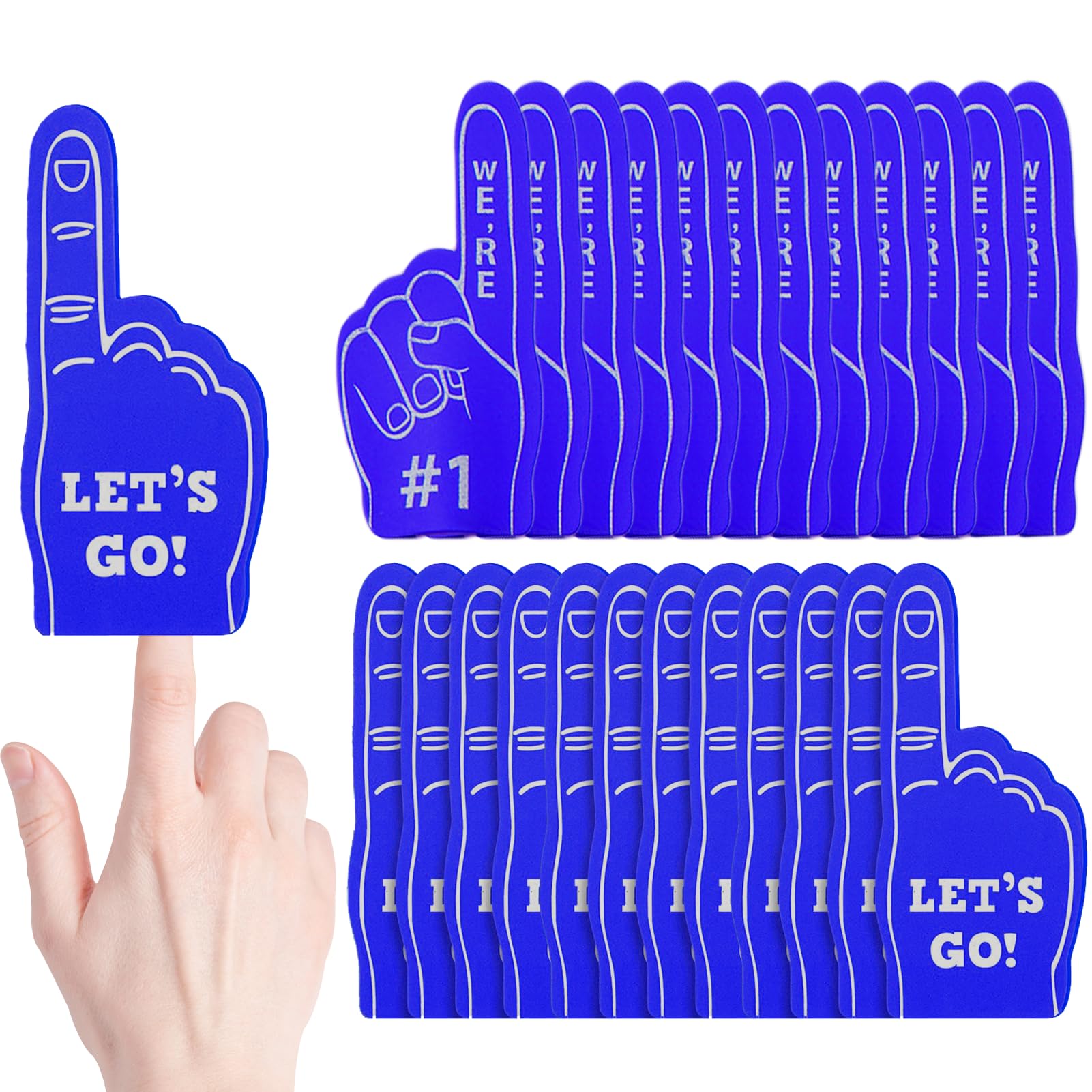 Photo 1 of 24 Pieces Mini Foam Finger Sports Party Favors Sports Fan Foam Finger #1 Baseball Football Soccer Team Cheerleader Gifts for Sports Themed Birthday Party Supplies Sporting Event(Blue)