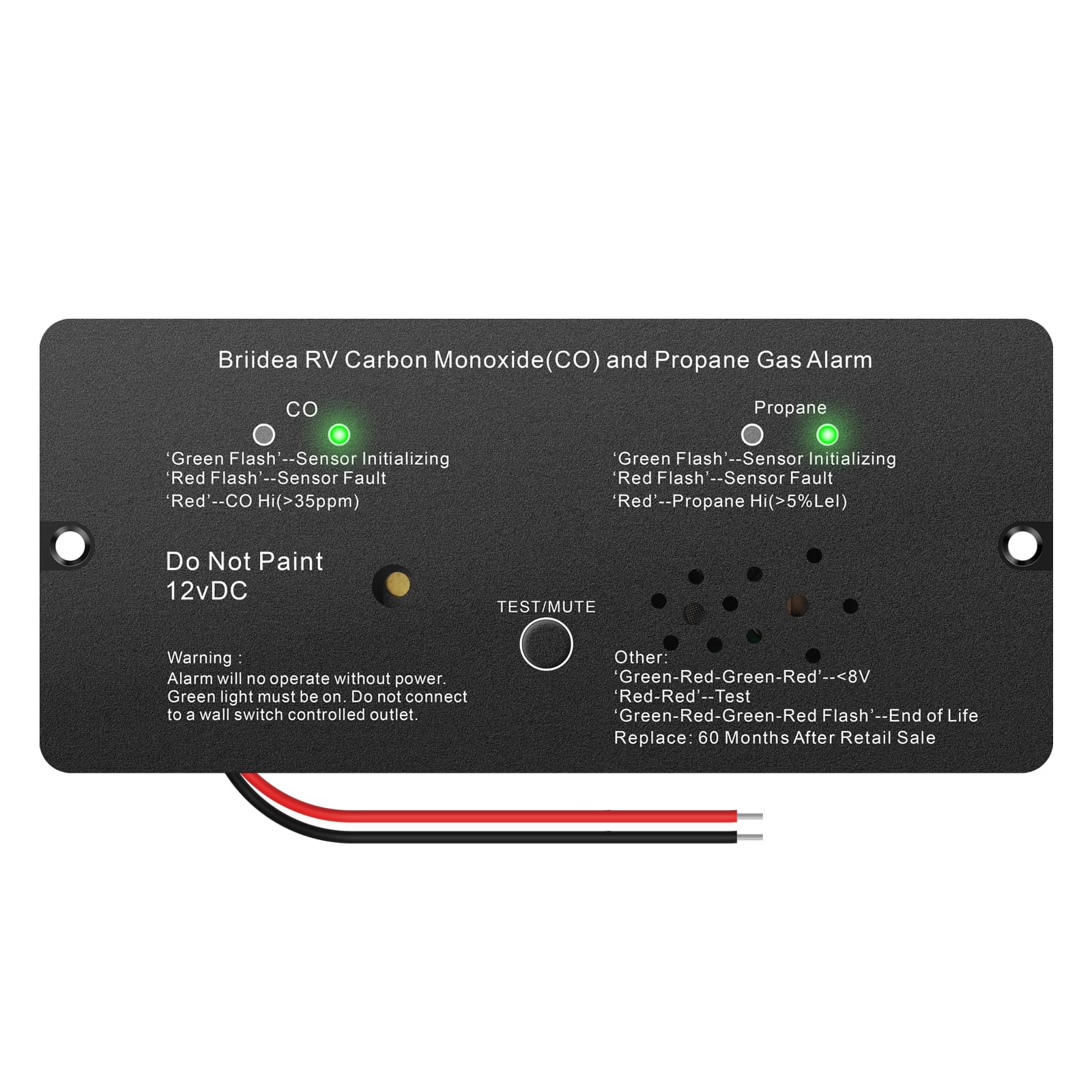 Photo 1 of RV Carbon Monoxide & Propane Gas Alarm, Briidea Dual LP/CO Alarm with Separate LED Indicator Light, 100dB Loud Alert, Flush Mount, Compatible Replacement for Safe-T-Alert 30-442 Series, HRPCA-03B