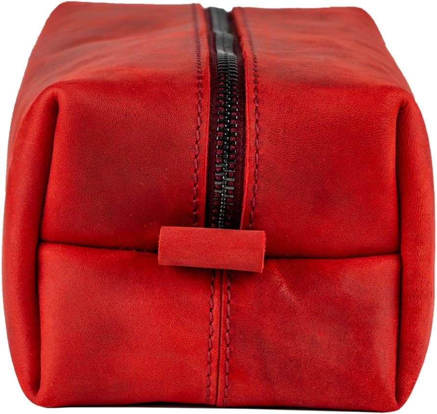 Londo Genuine Leather Travel Toiletry, Makeup, Shaving Organizer Bag - Dopp Kits - Unisex, Red - Image 4