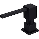 Sink Soap Dispenser for Kitchen Sink (Matte Black), All Brass Built-in and Refill from Top Design,Metal Hand Soap & Dish Soap Copper Pump